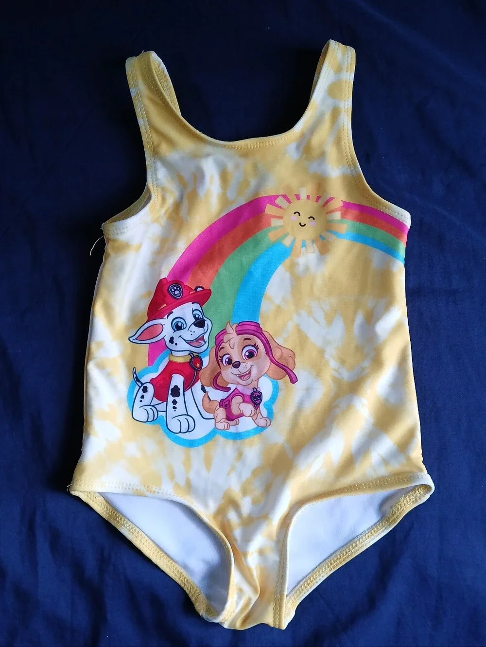 Girls Paw Patrol Yellow Tie-Dye One-Piece Swim Suit Size 2T